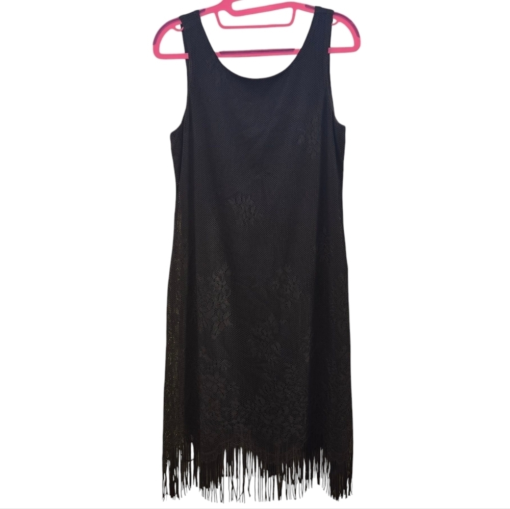 Harlow Black Fringe Dress Vintage Gatsby Flapper Midi Dress